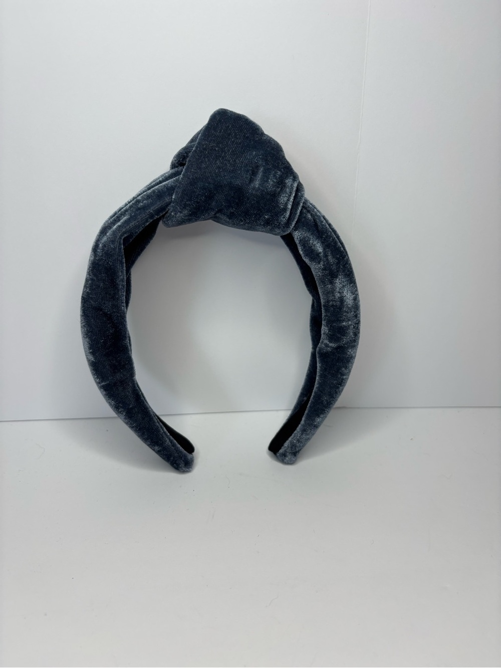 Velvet Knotted Headband in Charcoal Gray